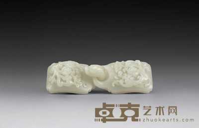 清 白玉龙首螭龙纹带扣 高3cm;长12.8cm